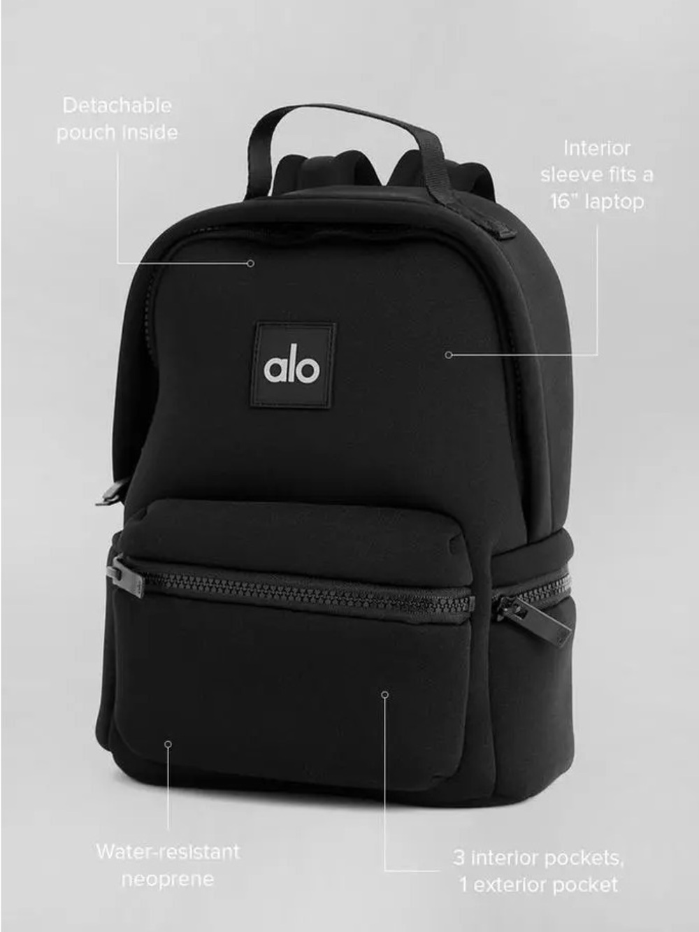 ALO Yoga Black STOW Compact Everyday Backpack NWT - Picture 2 of 5